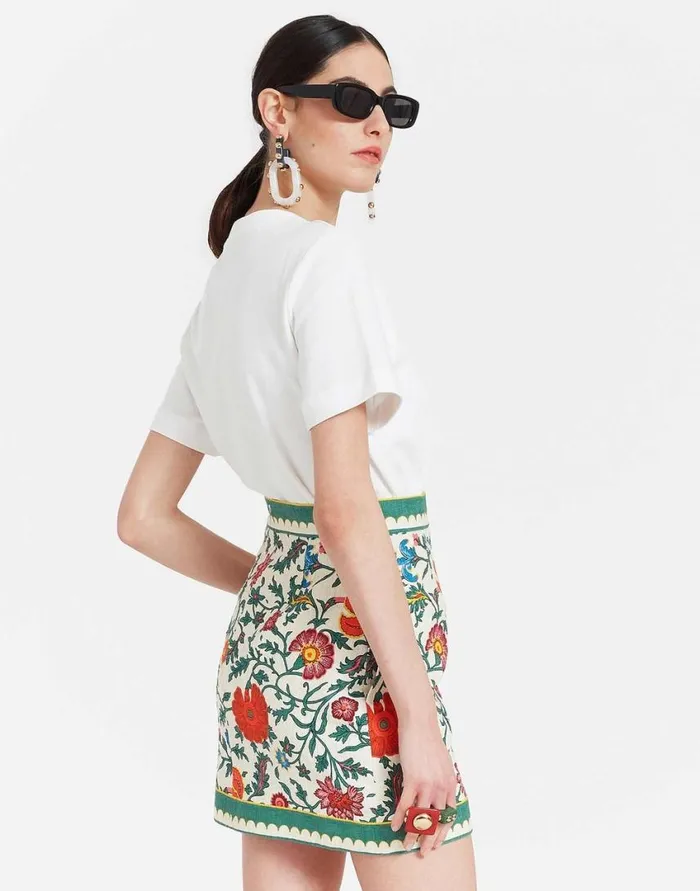 Ready To Wear Skirts La Double J Baia Mini Skirt Dragonflower Mini Multicolor In Shot Cotton Ready To Wear Skirts La Double J Baia Mini Skirt Dragonflower Mini Multicolor In Shot Cotton
