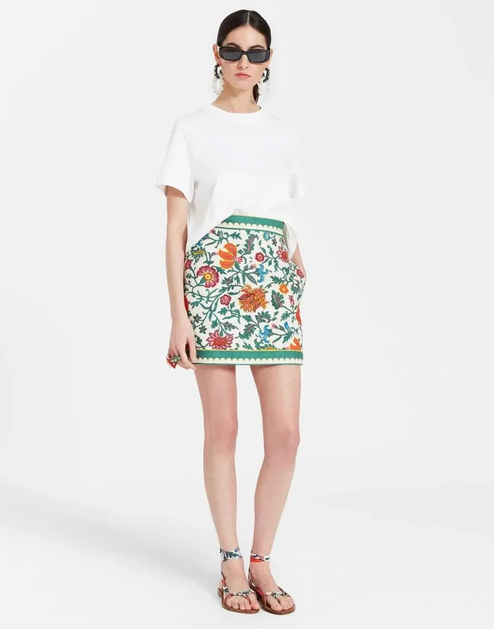 Ready To Wear Skirts La Double J Baia Mini Skirt Dragonflower Mini Multicolor In Shot Cotton Ready To Wear Skirts La Double J Baia Mini Skirt Dragonflower Mini Multicolor In Shot Cotton