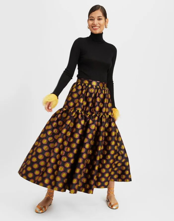 Ready To Wear Skirts La Double J Oscar Skirt Winter Sun Black In Jacquard
