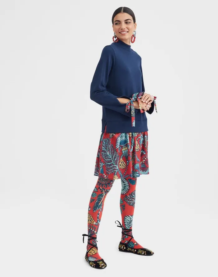 Ready To Wear Small Accessories La Double J Printed Tights Sicomore Red In Stretch Nylon Ready To Wear Small Accessories La Double J Printed Tights Sicomore Red In Stretch Nylon