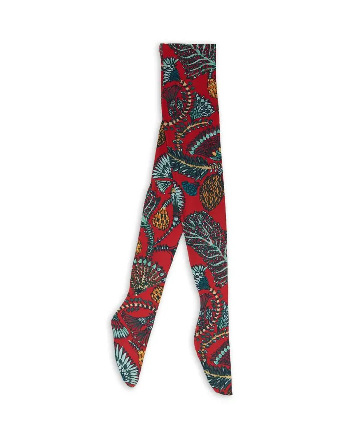Ready To Wear Small Accessories La Double J Printed Tights Sicomore Red In Stretch Nylon Ready To Wear Small Accessories La Double J Printed Tights Sicomore Red In Stretch Nylon