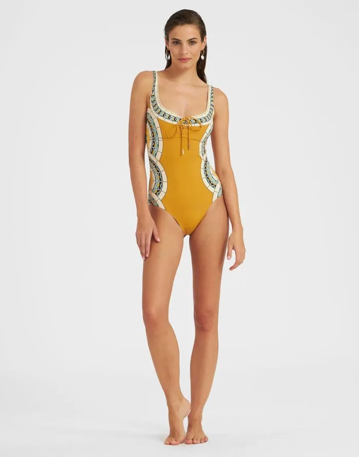 Ready To Wear Swimwear La Double J Sunset Suit Sleeveless Mudejar Place Marigold In Supreme Lycra