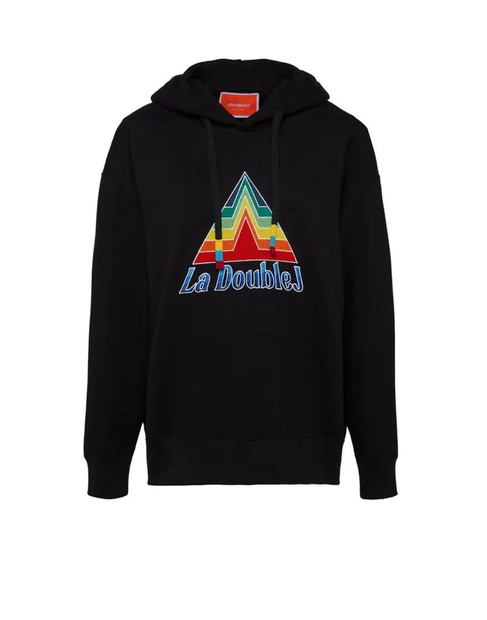 Ready To Wear Tshirts and Sweatshirts La Double J Discman Hoodie Black In Embroidered Jersey Ready To Wear Tshirts and Sweatshirts La Double J Discman Hoodie Black In Embroidered Jersey
