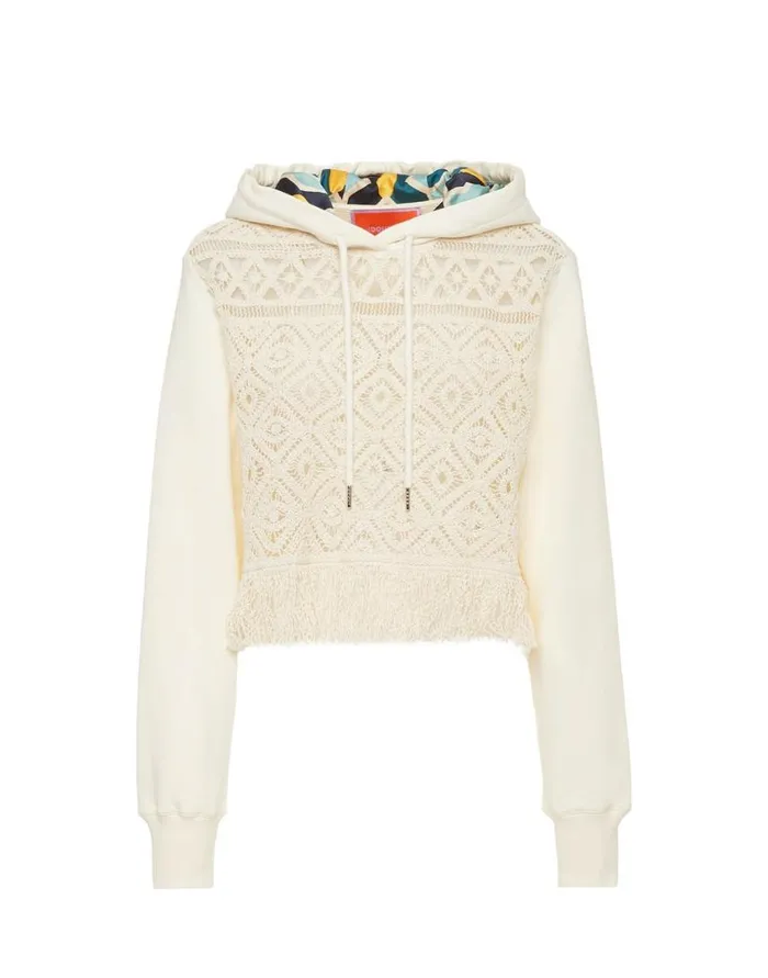 Ready To Wear Tshirts and Sweatshirts La Double J La Scala Hoodie Plaza Cream In Macram Ready To Wear Tshirts and Sweatshirts La Double J La Scala Hoodie Plaza Cream In Macram