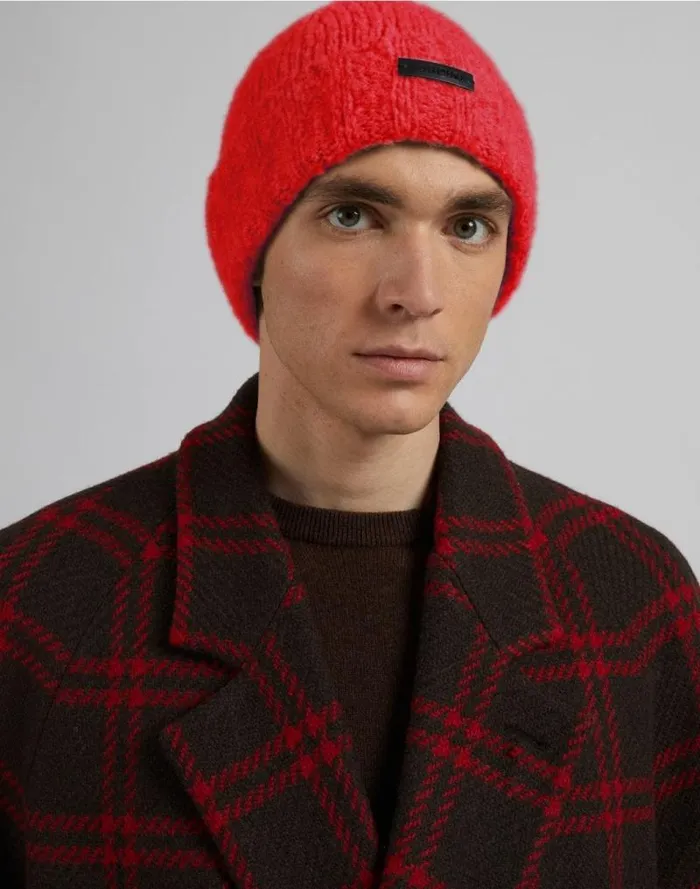 Red Hat In Wool Cashmere And Nylon Yarn Men Lardini Hats