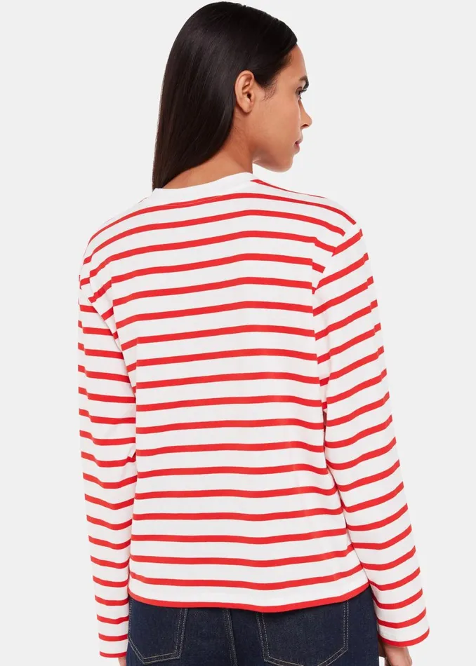Red Stripe Cotton Top Women Whistles Tops