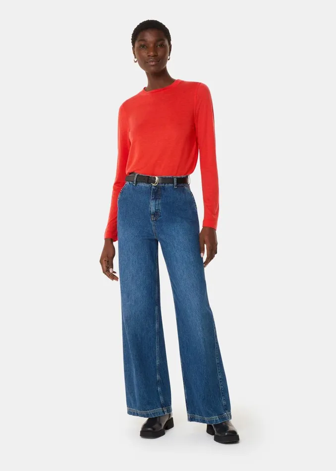 Red Wool Blend Crew Neck Top Women Whistles Tops