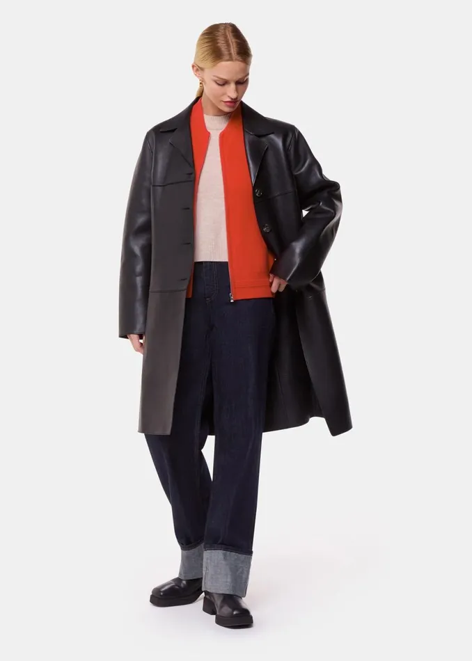 Red Zip Front Bomber Knit Women Whistles Knitwear and Cashmere