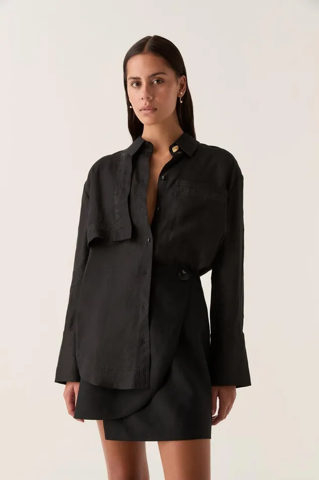 Reframe Oversized Logo Shirt Black Women Aje Tops