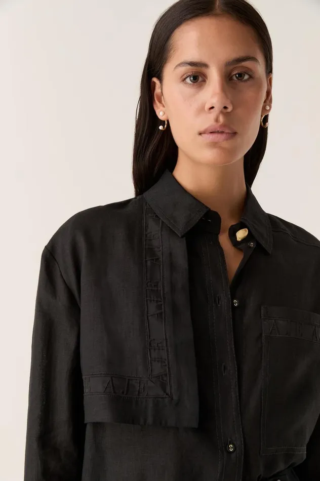 Reframe Oversized Logo Shirt Black Women Aje Tops Reframe Oversized Logo Shirt Black Women Aje Tops