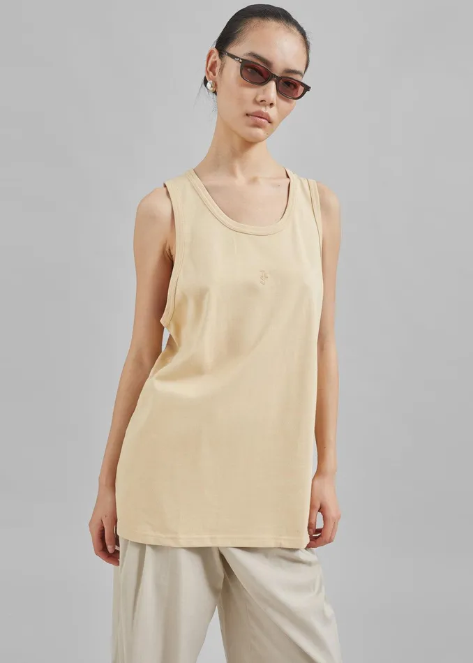 Rexy Embroidered Tank Top 8211 Latte WomenMen The Frankie Shop Clothing
