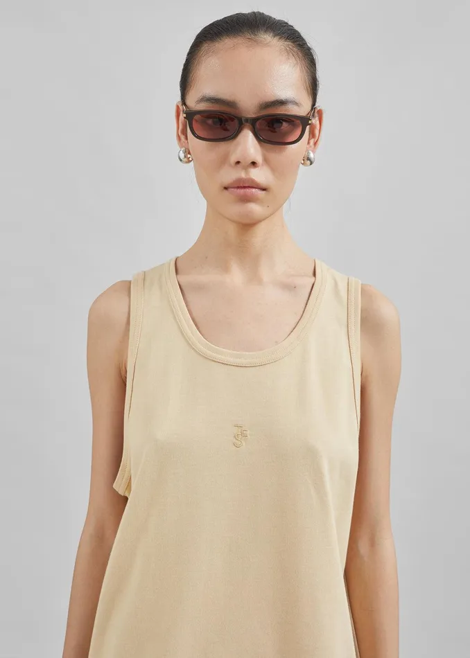 Rexy Embroidered Tank Top 8211 Latte WomenMen The Frankie Shop Clothing