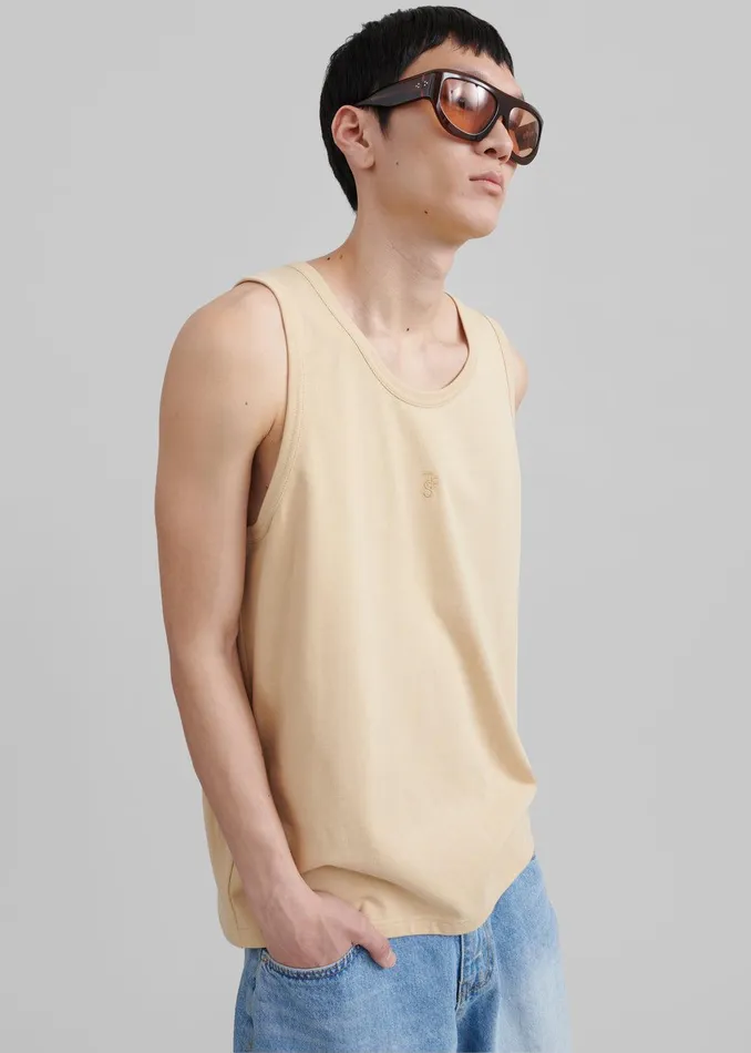 Rexy Embroidered Tank Top 8211 Latte WomenMen The Frankie Shop Clothing