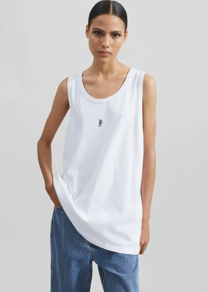 Rexy Embroidered Tank Top 8211 White WomenMen The Frankie Shop Clothing