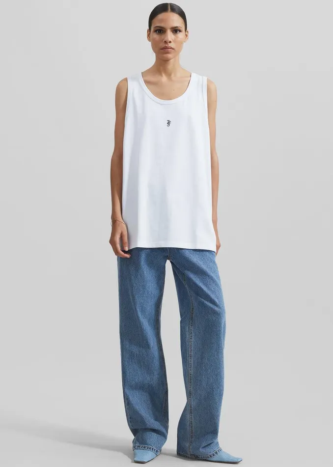 Rexy Embroidered Tank Top 8211 White WomenMen The Frankie Shop Clothing