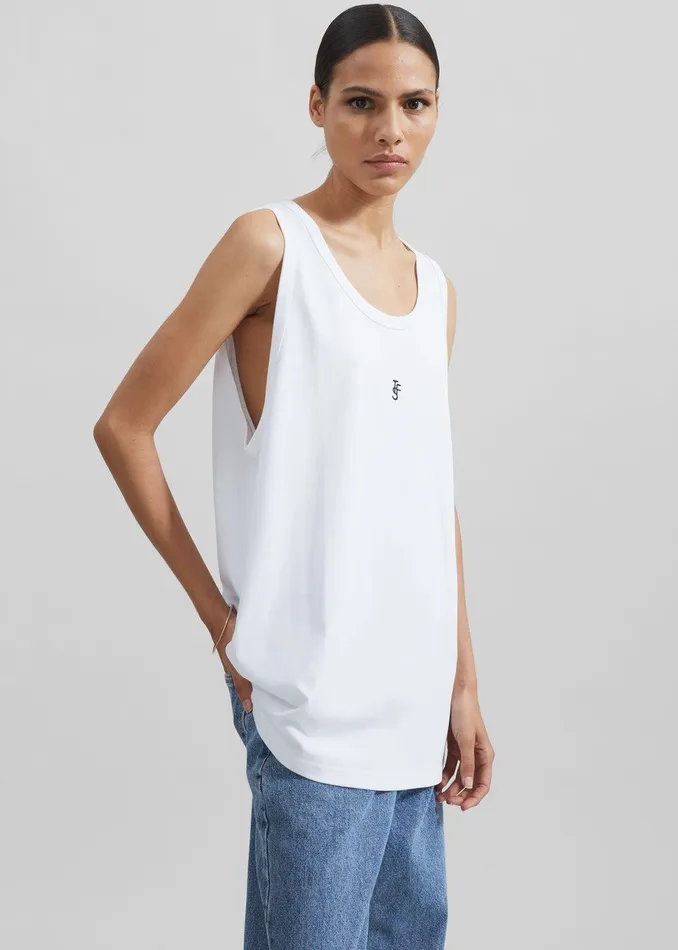 Rexy Embroidered Tank Top 8211 White WomenMen The Frankie Shop Clothing