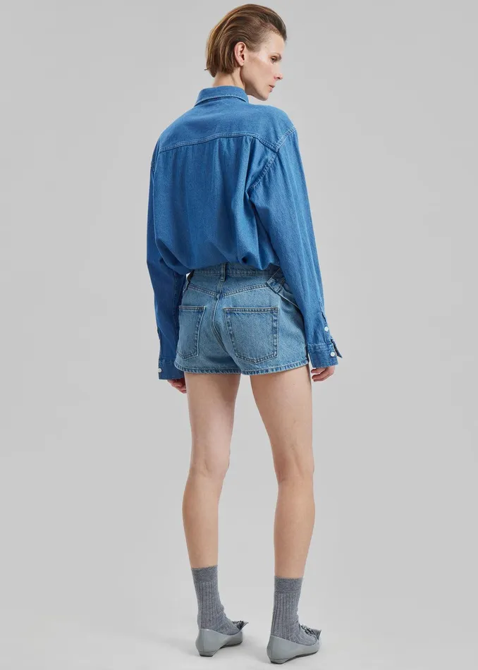 Rhett Denim Button Up Shirt 8211 Blue Wash Women The Frankie Shop Clothing