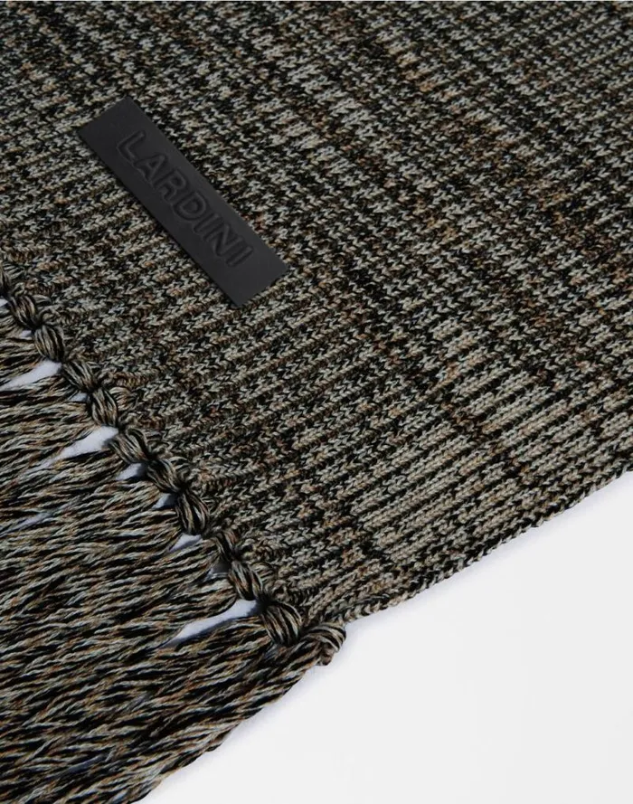 Ribbed Merino Wool Fringed Scarf Men Lardini Scarves and Gloves
