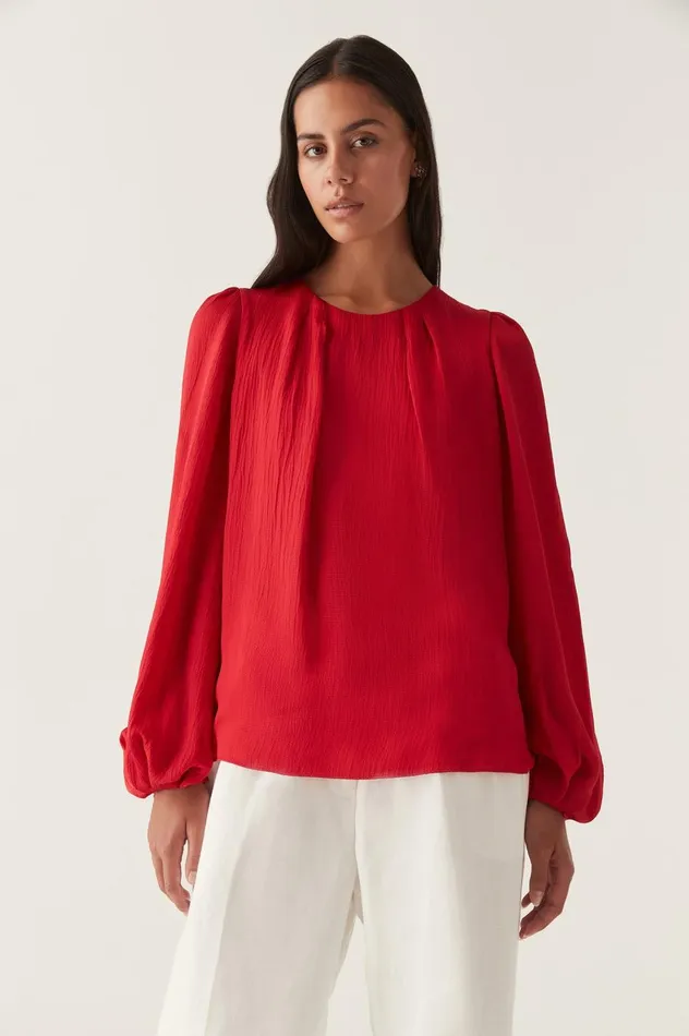 Riya Blouse Scarlet Red Women Aje Tops