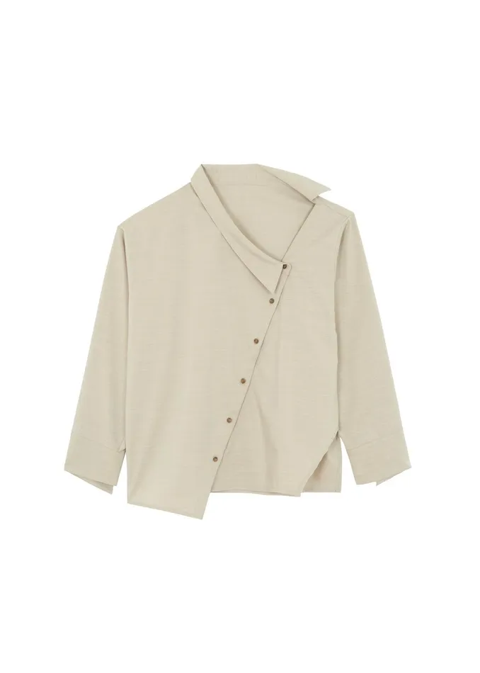 Roan Asymmetric Button Up Blouse 8211 Beige Women The Frankie Shop Clothing