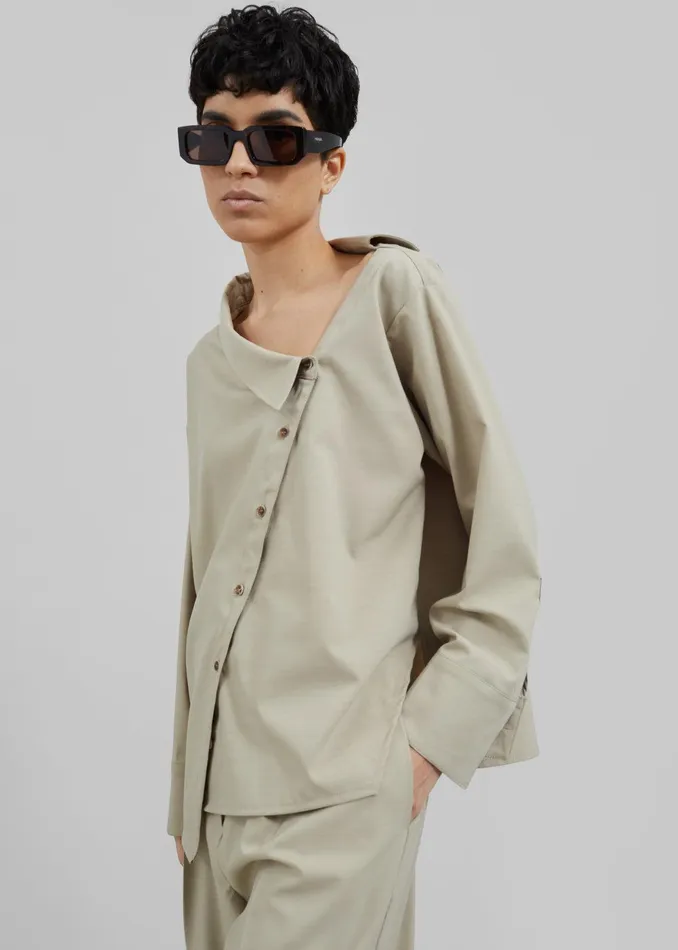 Roan Asymmetric Button Up Blouse 8211 Beige Women The Frankie Shop Clothing