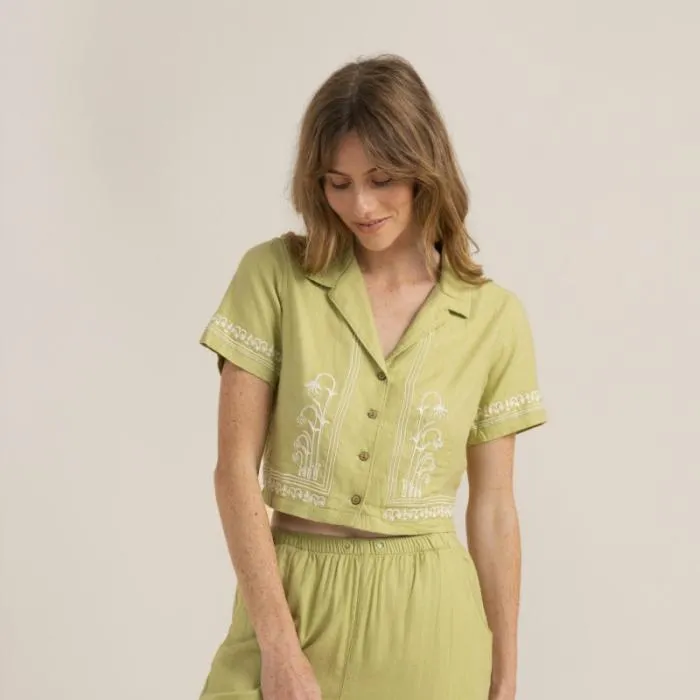 Roark Shirts Women Camp Button Up Shirt Pear Roark Shirts Women Camp Button Up Shirt Pear