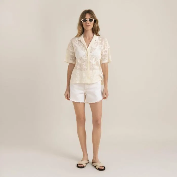Roark Shirts Women Riviera Short Sleeve Shirt Coconut