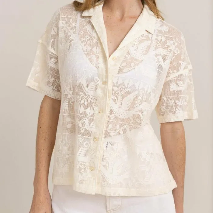 Roark Shirts Women Riviera Short Sleeve Shirt Coconut Roark Shirts Women Riviera Short Sleeve Shirt Coconut