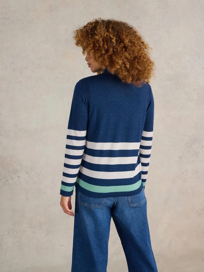 ROLL NECK MERINO JUMPER Blue Multi Women White Stuff Knitwear ROLL NECK MERINO JUMPER Blue Multi Women White Stuff Knitwear