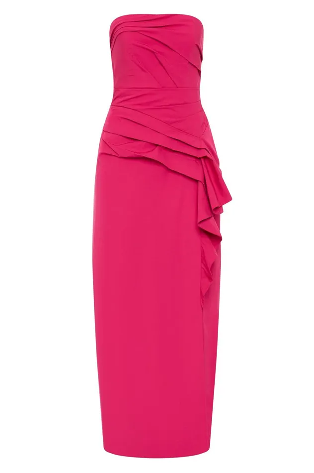 Roma Draped Midi Dress Rich Magenta Women Aje Dresses Roma Draped Midi Dress Rich Magenta Women Aje Dresses