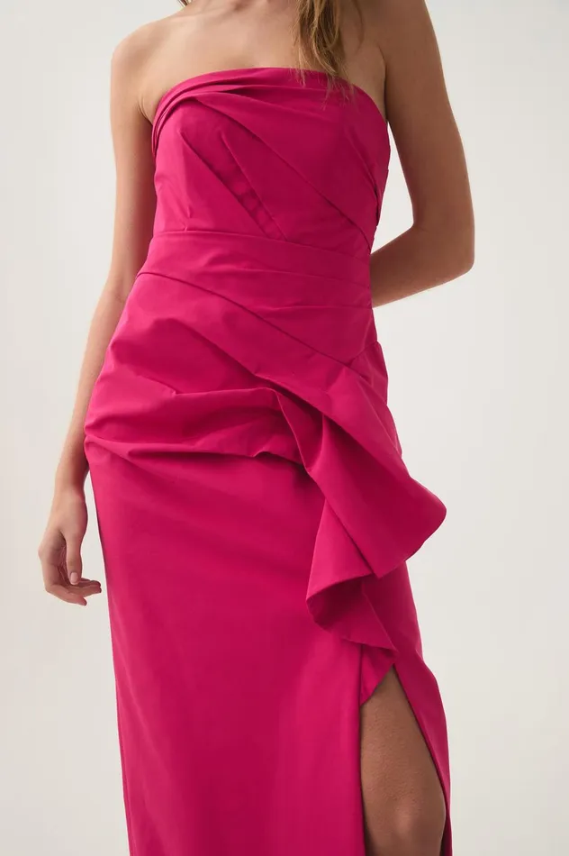 Roma Draped Midi Dress Rich Magenta Women Aje Dresses Roma Draped Midi Dress Rich Magenta Women Aje Dresses