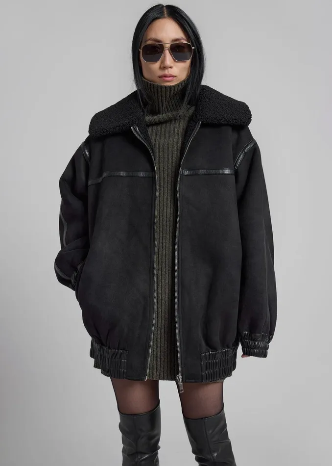 Rotate Oversized Bomber Jacket 8211 Black Women The Frankie Shop Outerwear