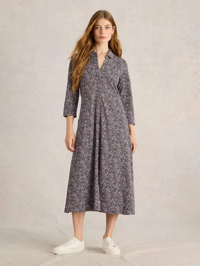Rua Midi Jersey Dress Grey Print Women White Stuff Dresses