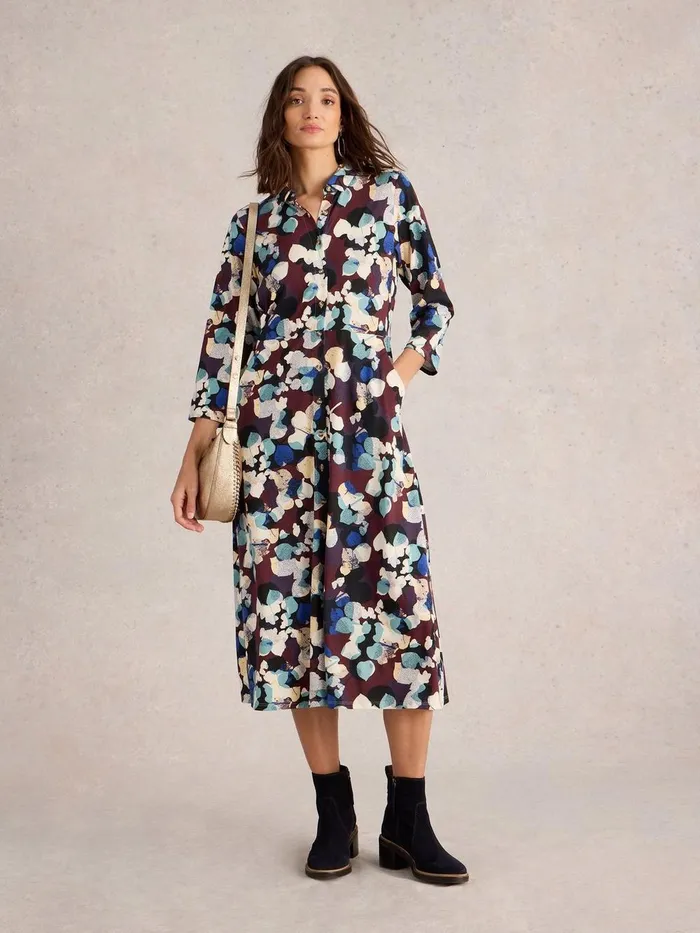 Rua Midi Jersey Shirt Dress Plum Multi Women White Stuff Dresses