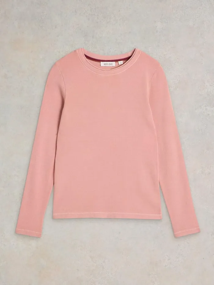 SADIE LONG SLEEVE RIB TEE Dusty Pink Women White Stuff Tops and Tees SADIE LONG SLEEVE RIB TEE Dusty Pink Women White Stuff Tops and Tees
