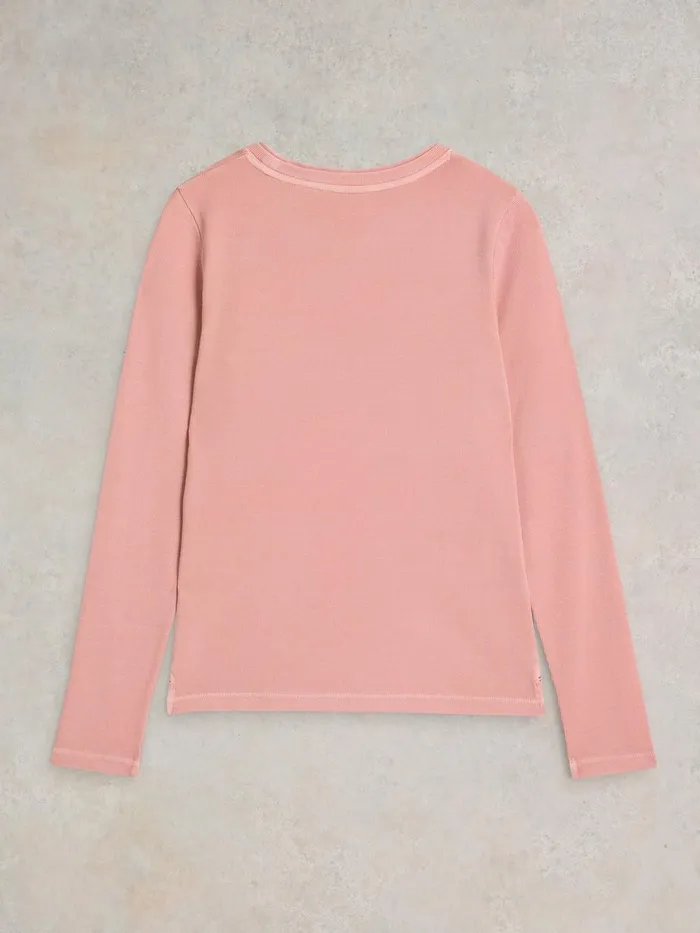 SADIE LONG SLEEVE RIB TEE Dusty Pink Women White Stuff Tops and Tees SADIE LONG SLEEVE RIB TEE Dusty Pink Women White Stuff Tops and Tees