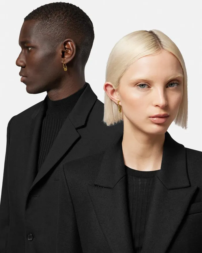 Safety Pin Earrings Light Gold Men Versace Earrings