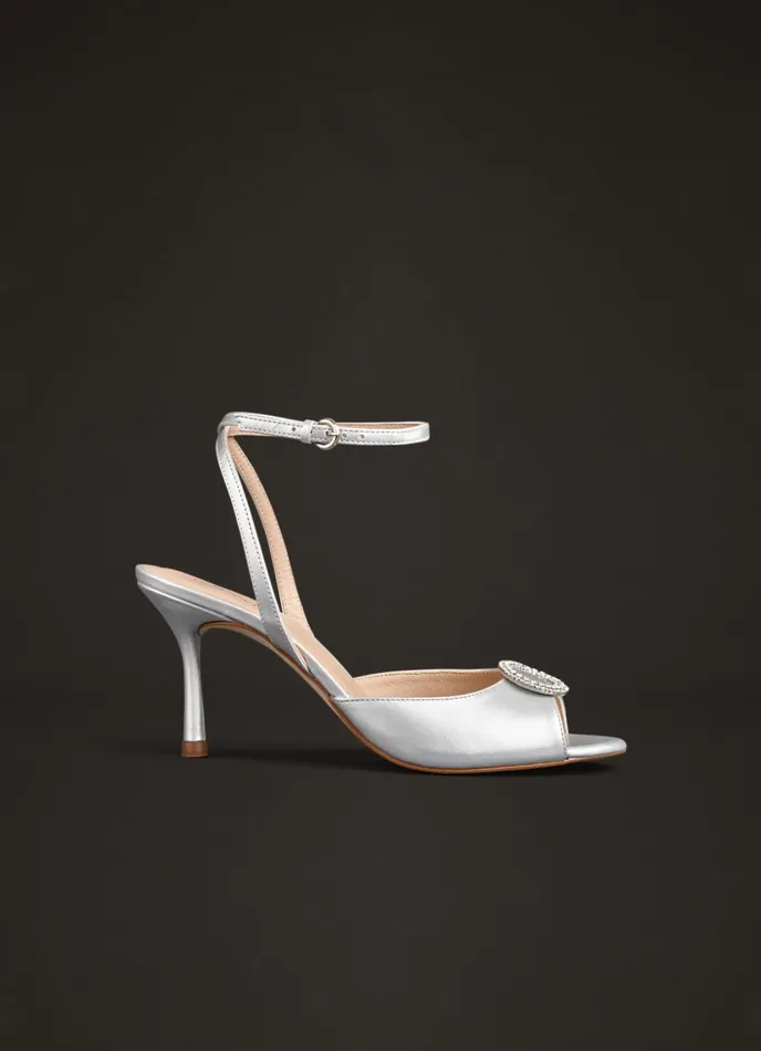 Sandals Women LKBennett Belle Silver Leather Wedding Shoes Silver Sandals Women LKBennett Belle Silver Leather Wedding Shoes Silver