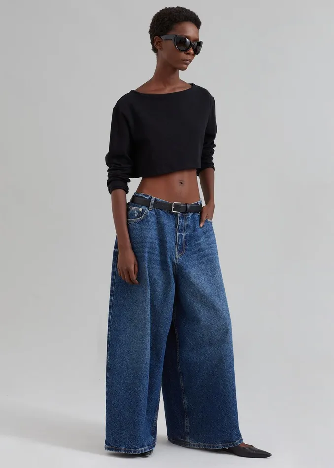 Sasha Wide Leg Jeans 8211 Dark Blue Women The Frankie Shop Clothing