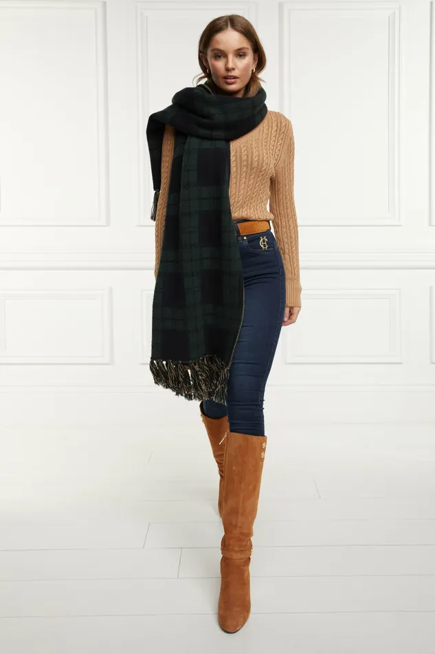 Scarves Holland Cooper Womens Reversible Monogram Scarf Blackwatch Scarves Holland Cooper Womens Reversible Monogram Scarf Blackwatch