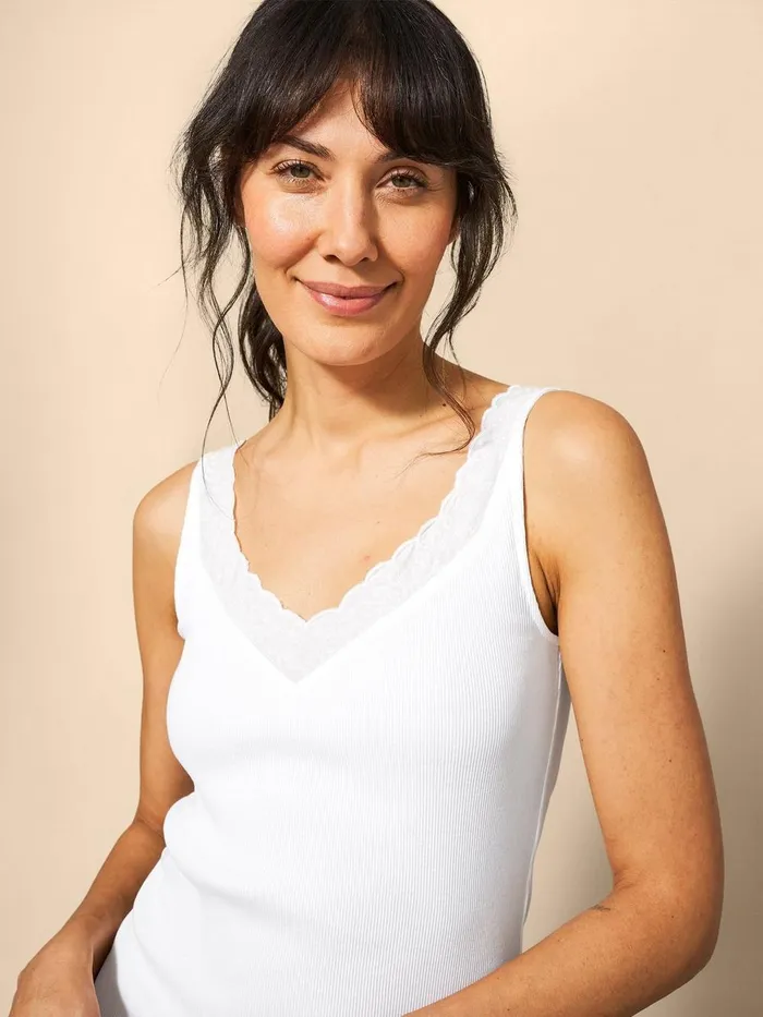 SEABREEZE VEST V NECK Brilliant White Women White Stuff Tops and Tees SEABREEZE VEST V NECK Brilliant White Women White Stuff Tops and Tees