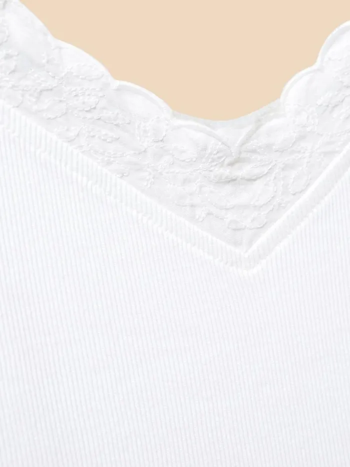 SEABREEZE VEST V NECK Brilliant White Women White Stuff Tops and Tees SEABREEZE VEST V NECK Brilliant White Women White Stuff Tops and Tees