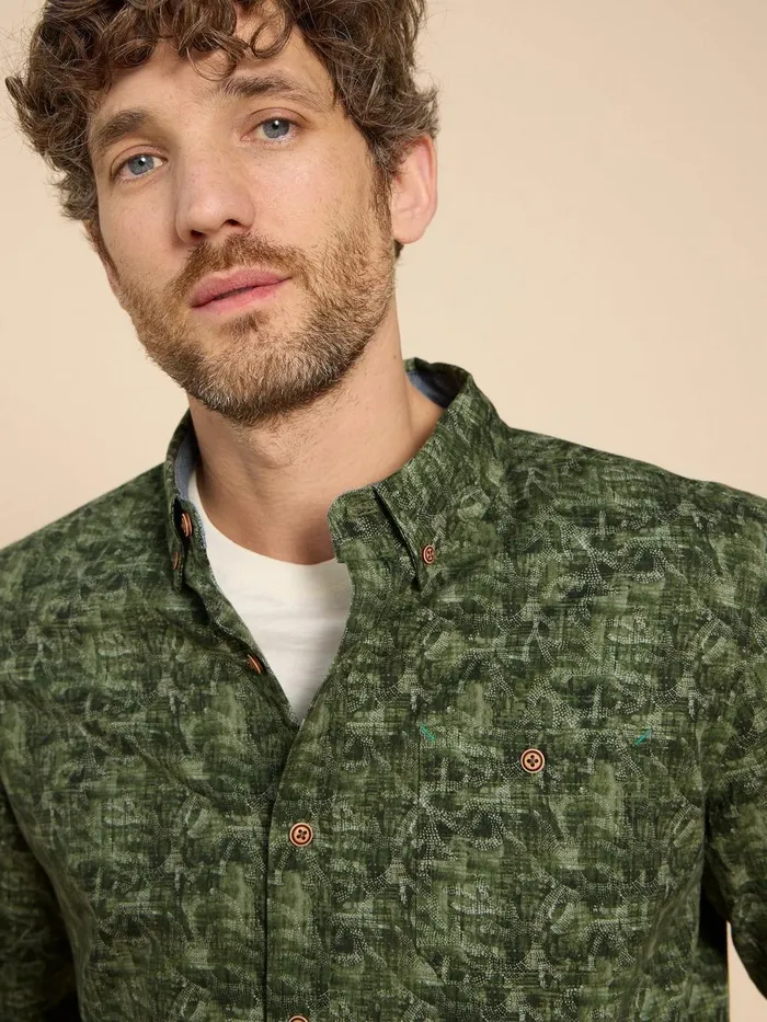 Seaweed Printed Shirt Green Print Men White Stuff Shirts Seaweed Printed Shirt Green Print Men White Stuff Shirts
