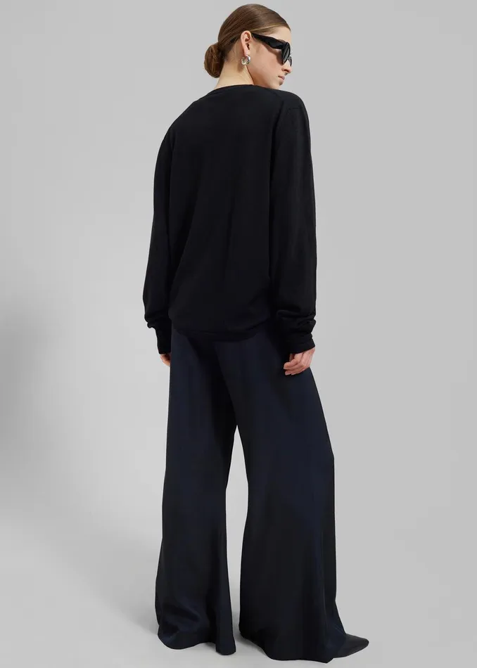 Selma Extra Long Sleeve Merino Wool Pullover 8211 Black Women The Frankie Shop Clothing