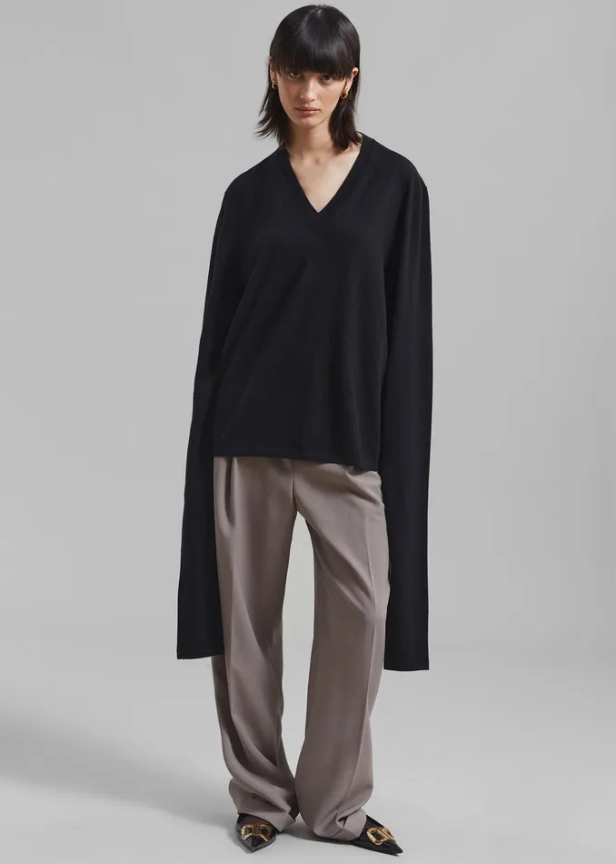 Selma Extra Long Sleeve Merino Wool Pullover 8211 Black Women The Frankie Shop Clothing