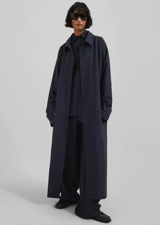 Shay Trench Coat 8211 Dark Navy Women The Frankie Shop Clothing