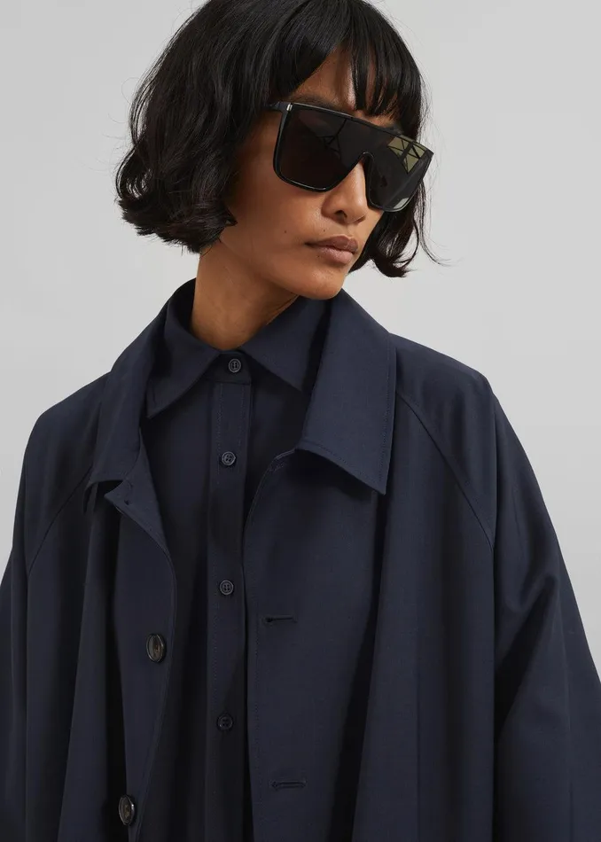 Shay Trench Coat 8211 Dark Navy Women The Frankie Shop Clothing