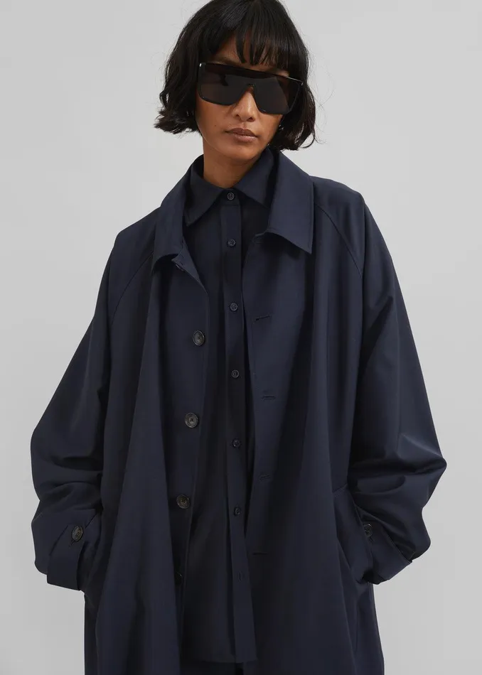 Shay Trench Coat 8211 Dark Navy Women The Frankie Shop Clothing