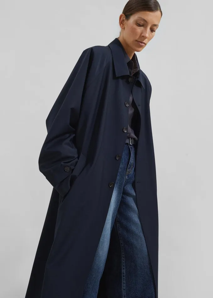 Shay Trench Coat 8211 Dark Navy Women The Frankie Shop Clothing