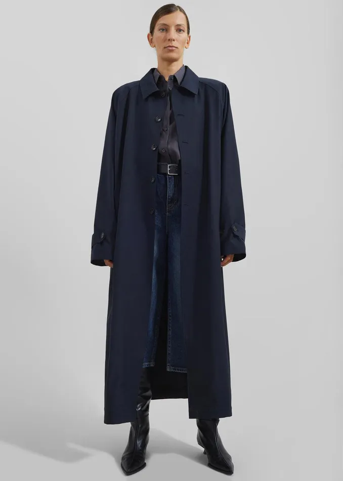 Shay Trench Coat 8211 Dark Navy Women The Frankie Shop Clothing